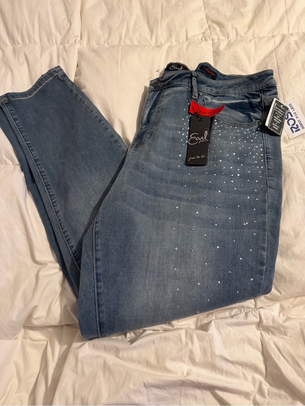 Earl Jeans Light Blue Skinny Jeans with Crystal Accent